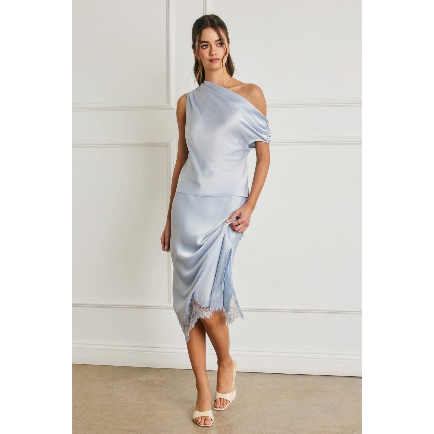 Satin Asymmetrical One Shoulder Top