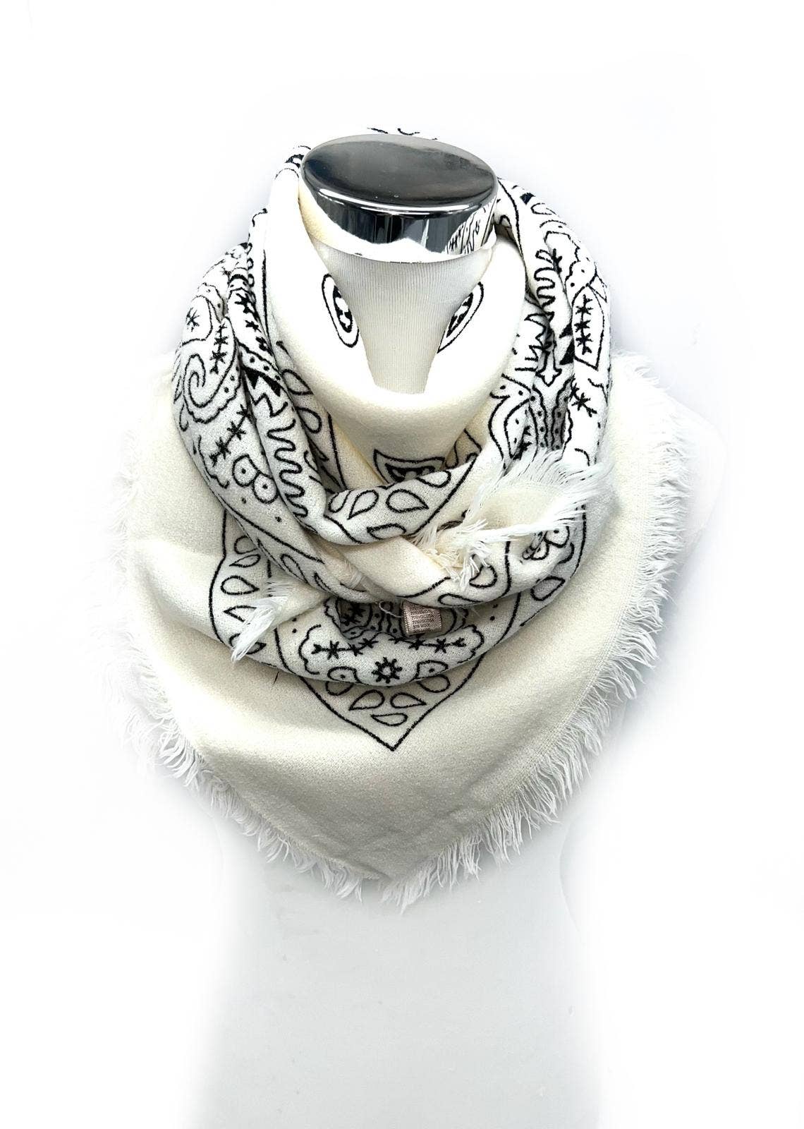 Large square scarf with bandana patterns