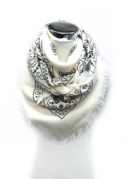 Large square scarf with bandana patterns