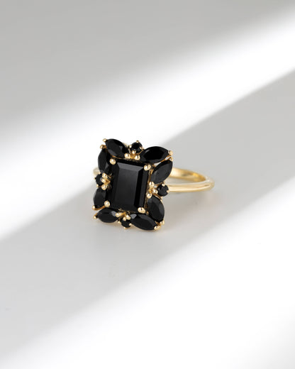 Gold Plated Over 925 Silver Black Onyx Solitaire Ring