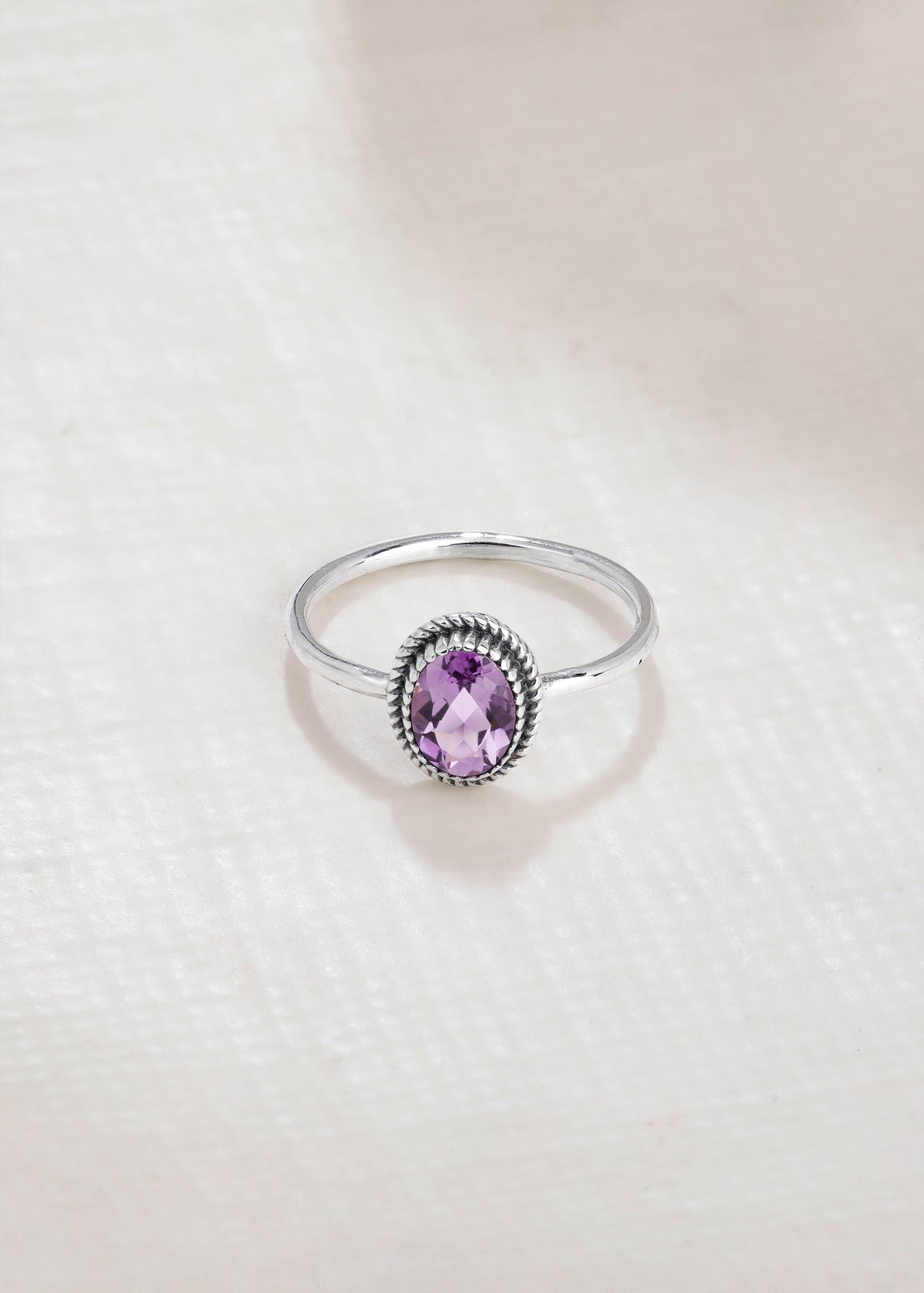 925 Silver Twilight Bloom Amethyst Gemstone Ring