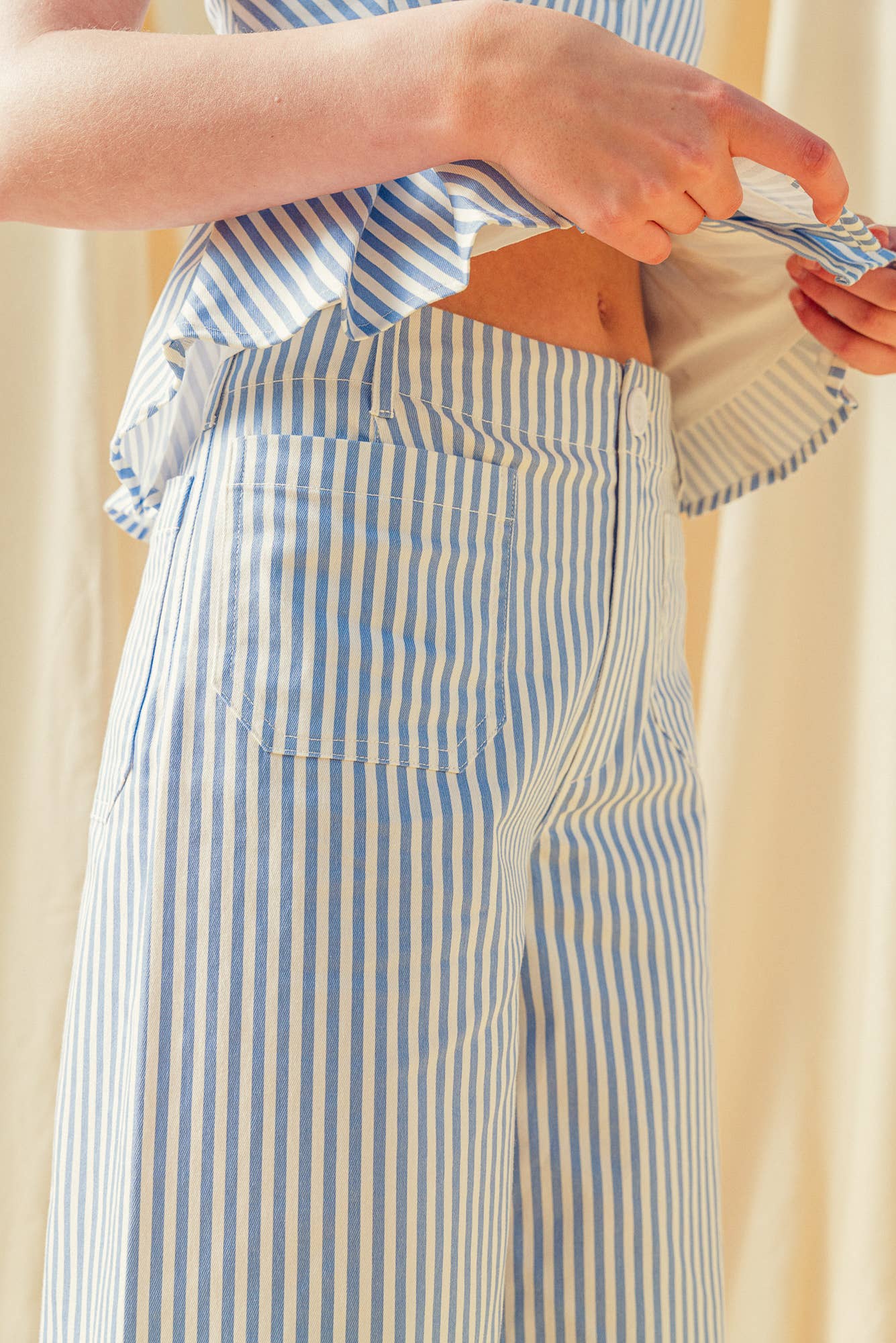 P6122ST   STRIPE STRETCH FABRIC POCKET FRONT PANTS