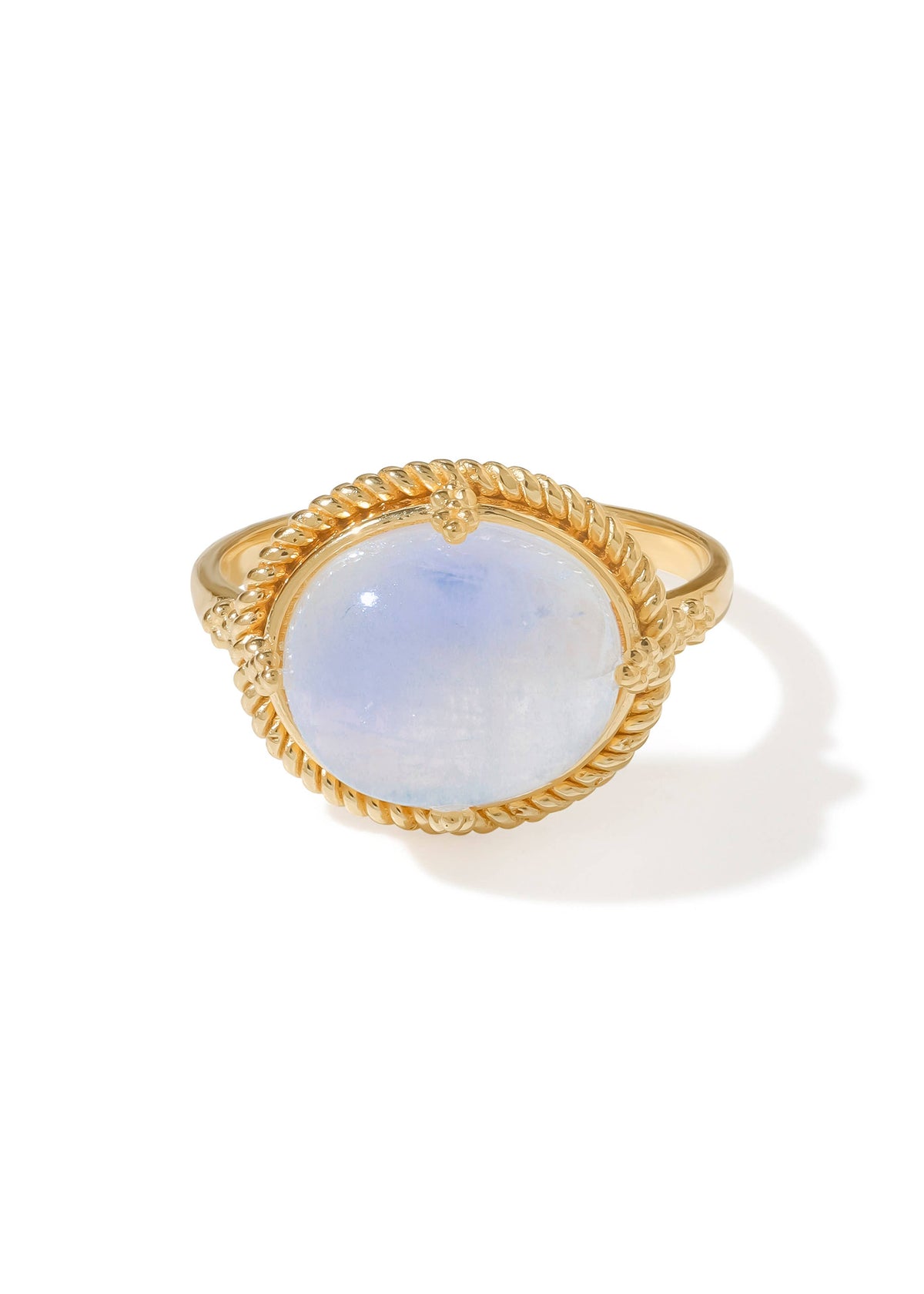 Artisan Braid Rope Detail Moonstone Gold Plated Ring