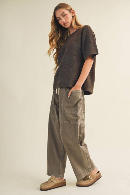 Center-Seam Boxy Drop-Shoulder Pullover