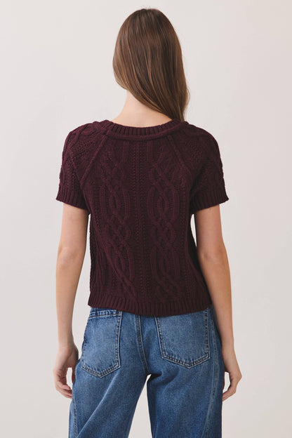Cable Knit Short Sleeve Sweater