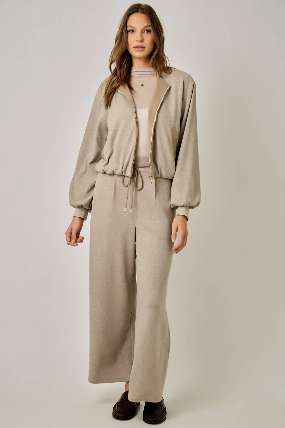 Suede Accent Bubble Hem Jacket