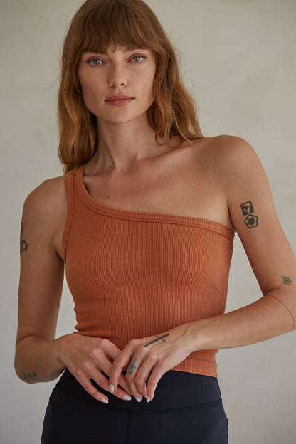 Seamless One Shoulder Ribbed Top