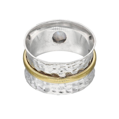 Rainbow Moonstone Sterling Silver Statement Ring