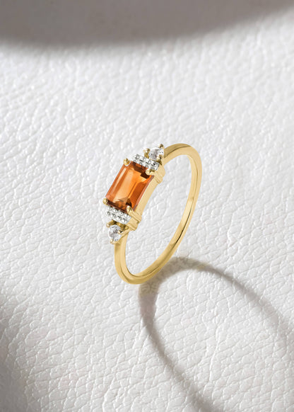 Gold Plated 925 Silver Madeira Citrine Sovereign Ring