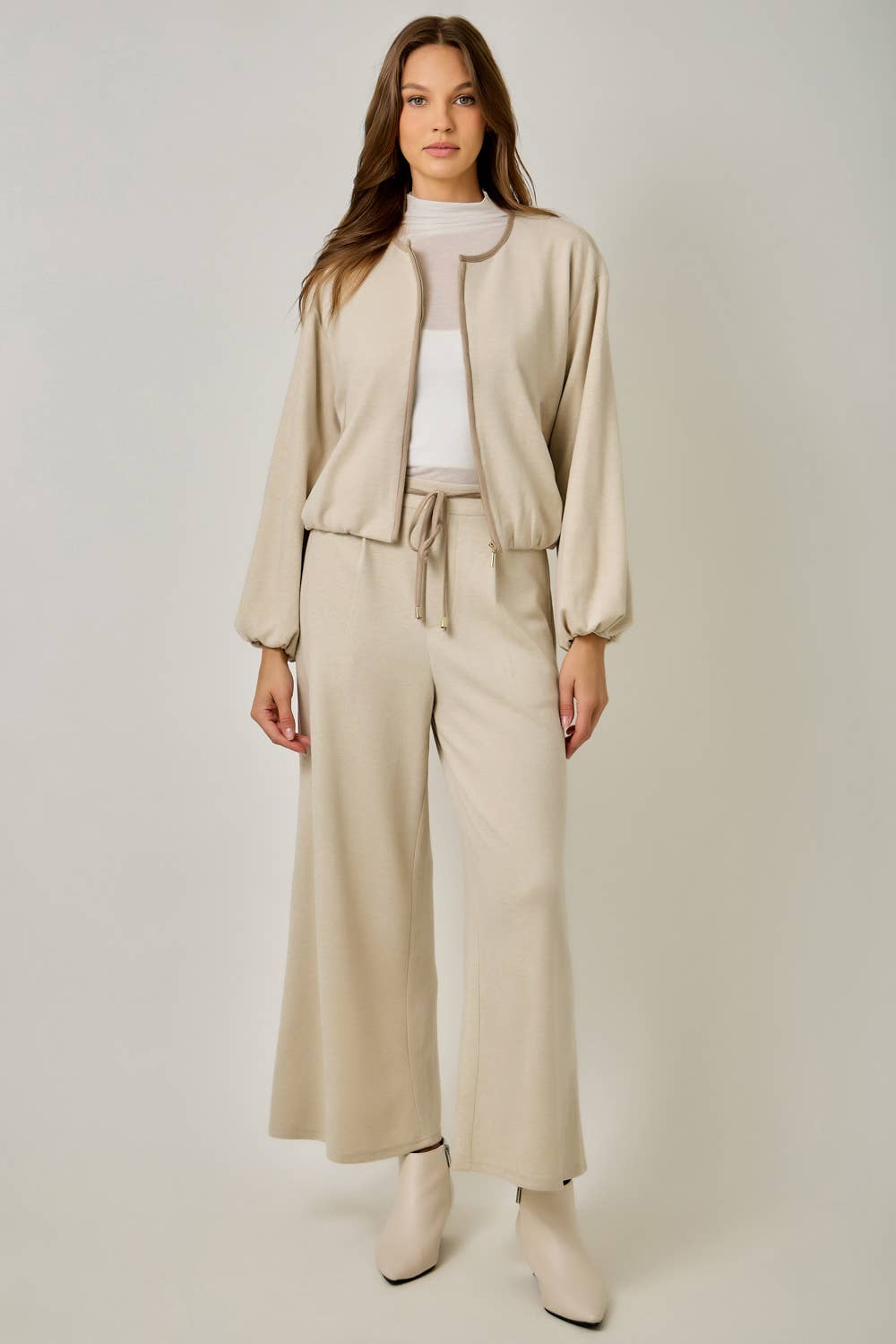 Suede Accent Bubble Hem Jacket