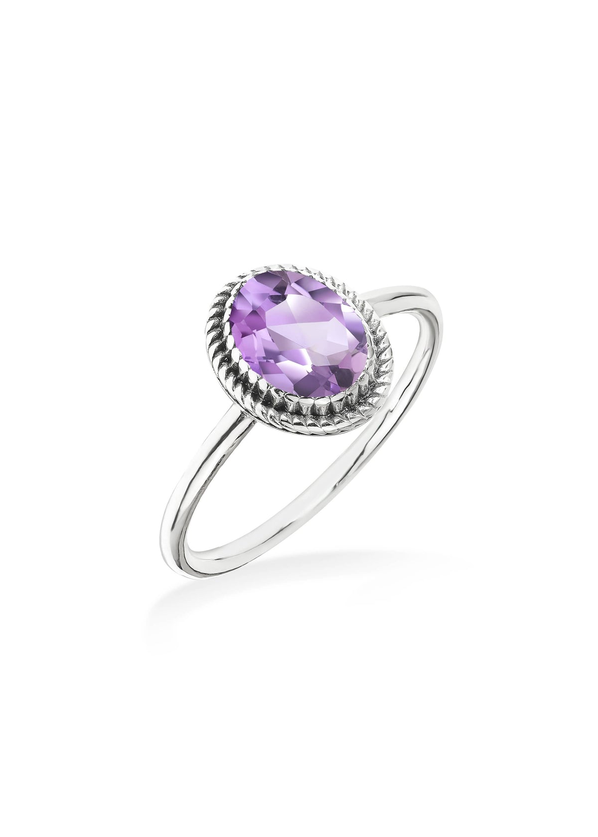 925 Silver Twilight Bloom Amethyst Gemstone Ring