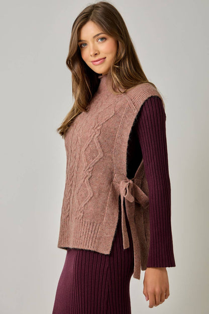 Cable Knit Mohair Side Tie Vest