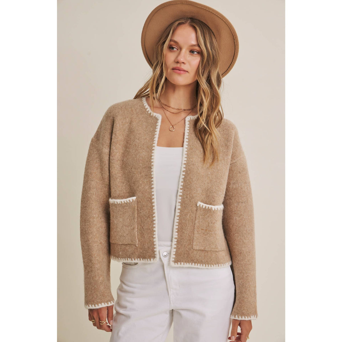 CRISP AIR SOFT BRUSH WOOL BLEND SWEATER CARDIGAN JACKET