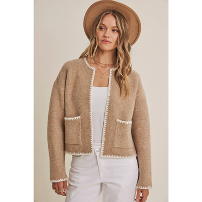 CRISP AIR SOFT BRUSH WOOL BLEND SWEATER CARDIGAN JACKET