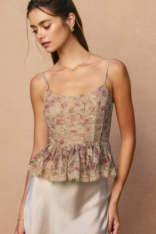 Brume et Fleur Corset Peplum Top