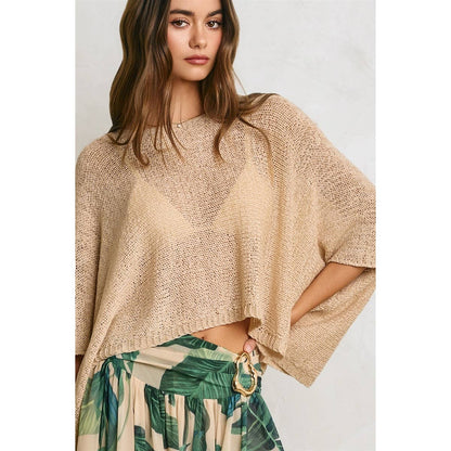 Cropped Poncho Knit Sweater Top