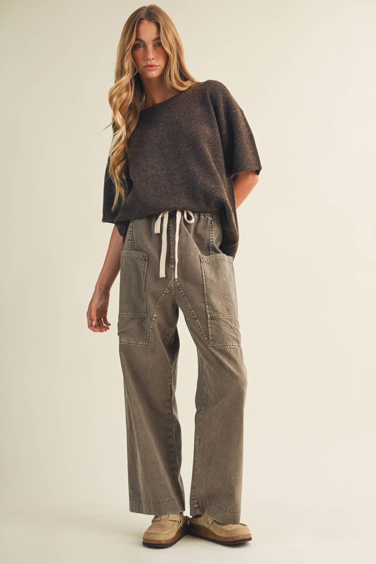 Center-Seam Boxy Drop-Shoulder Pullover