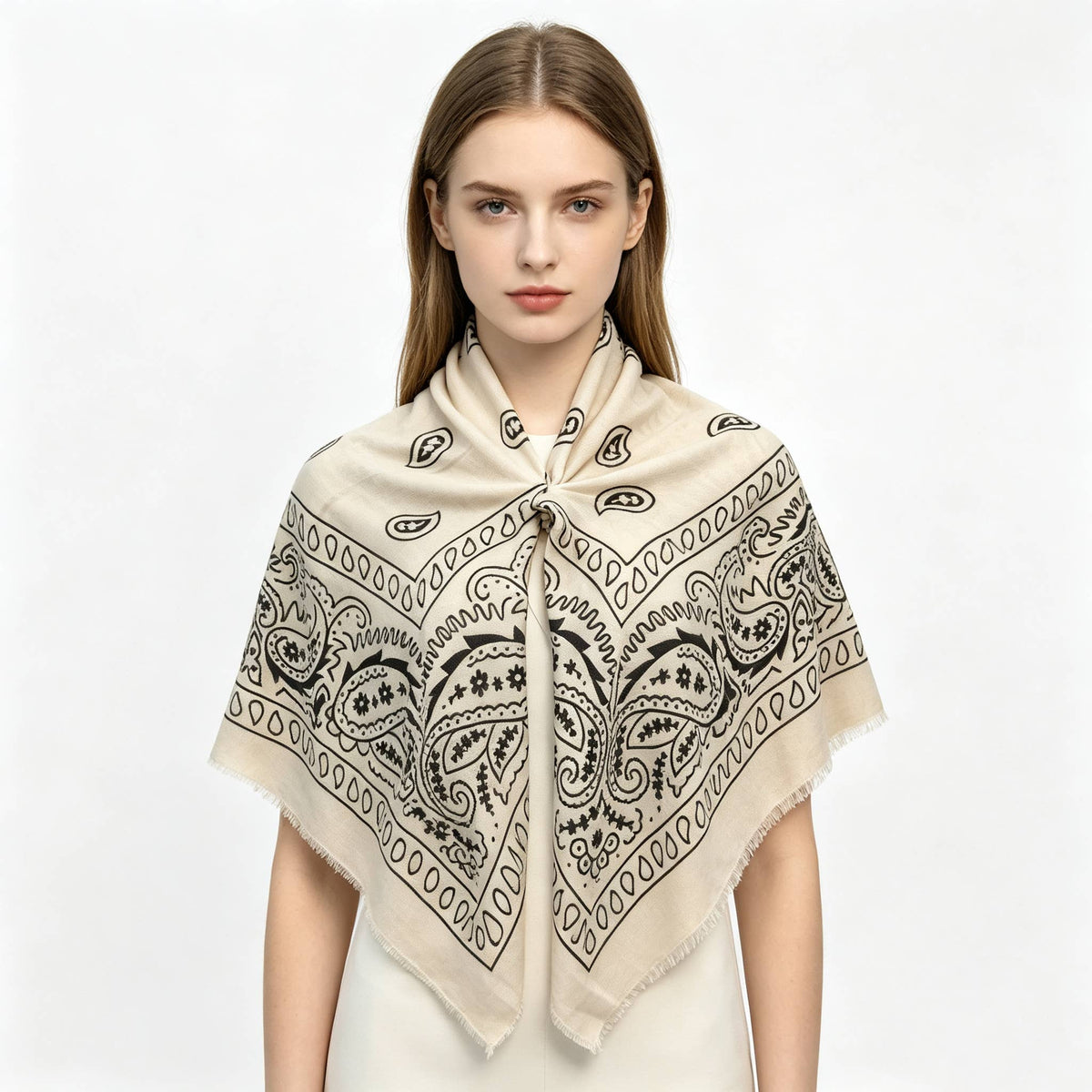 PAISLEY BIG BANDANA SQUARE NECK SCARF