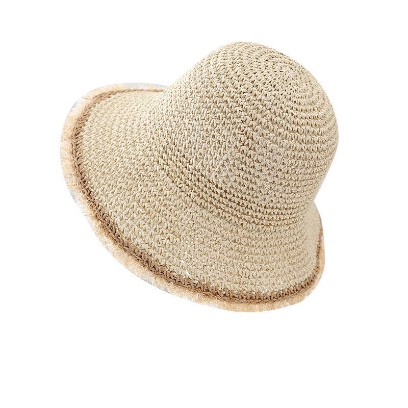 Fashion Wide Brimmed Woven Straw Bucket Hat MK2RTK6W6HAT171