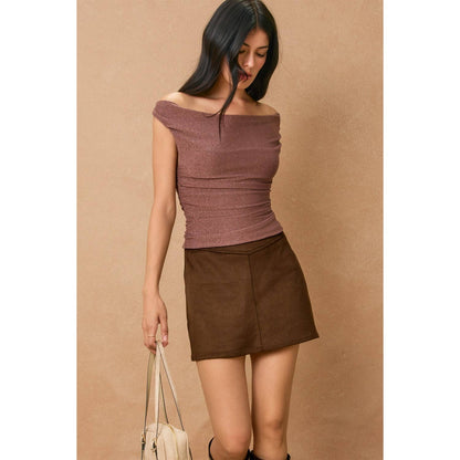 Metallic Off The Shoulder Ruched Top