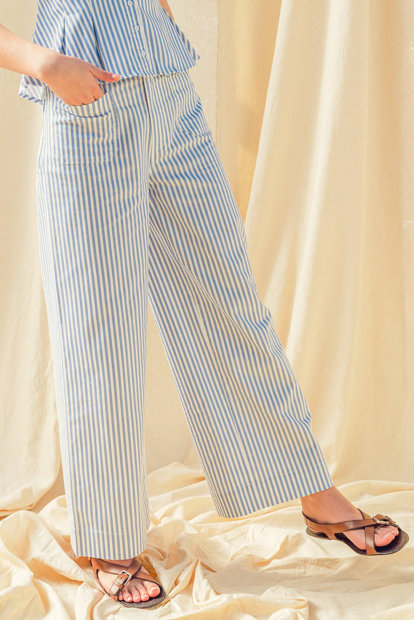 P6122ST   STRIPE STRETCH FABRIC POCKET FRONT PANTS