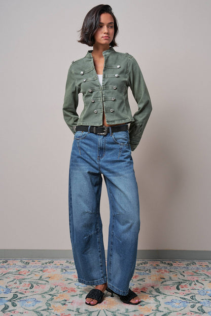 Military Double-Button Stretch Cotton Jacket