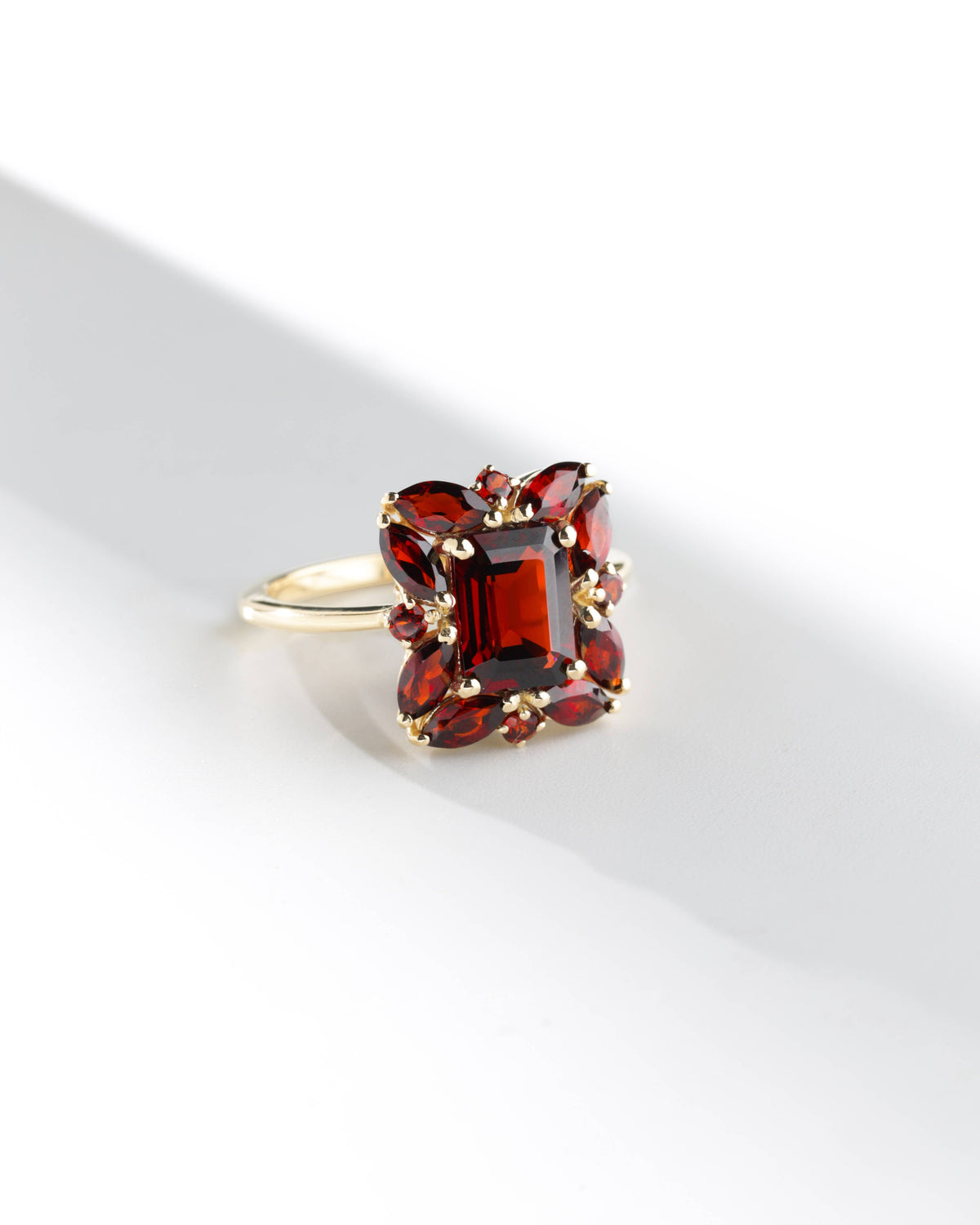Gold Plated Silver Garnet Statement Scarlet Pavilion Ring