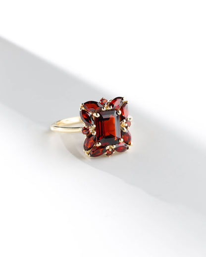 Gold Plated Silver Garnet Statement Scarlet Pavilion Ring
