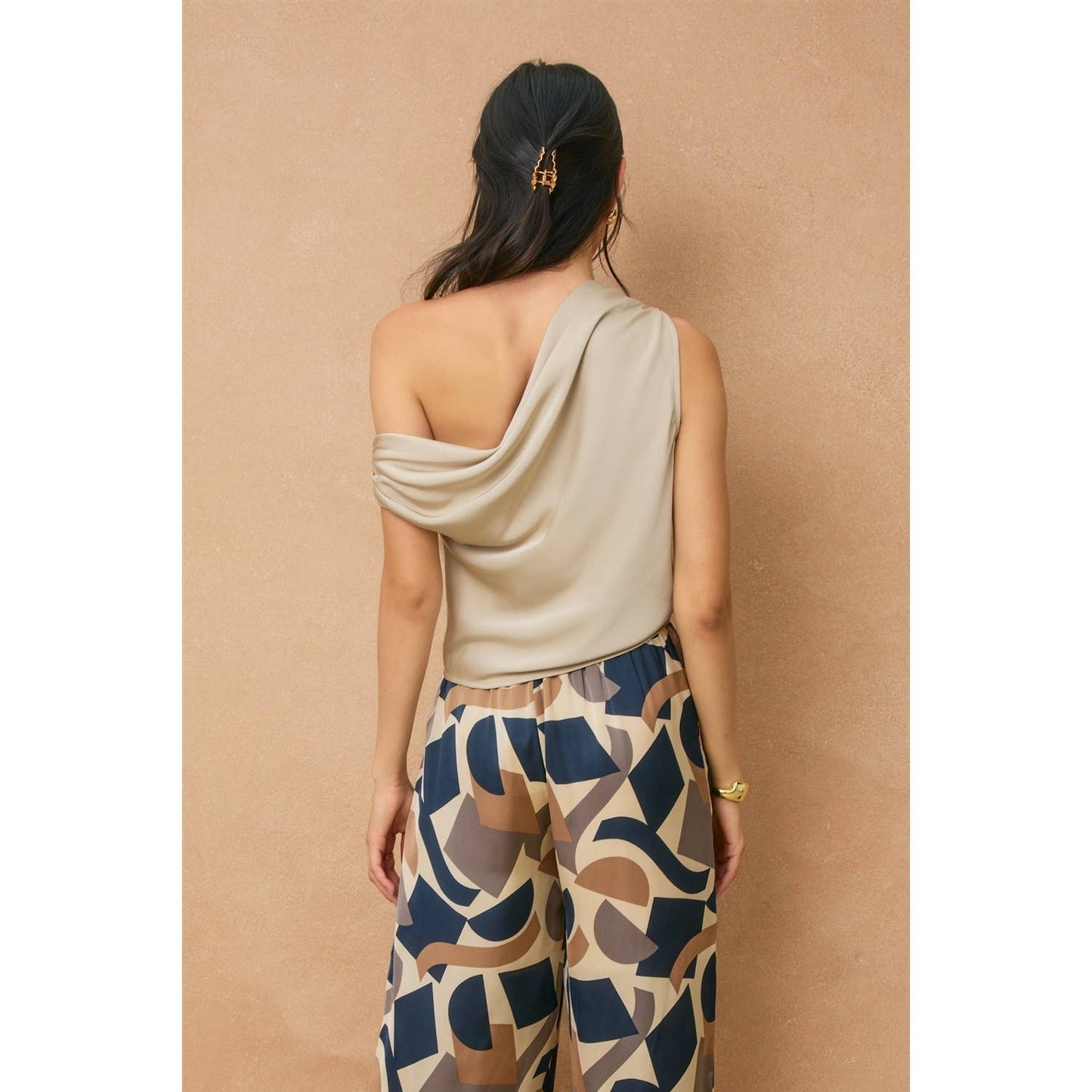 Satin Asymmetrical One Shoulder Top