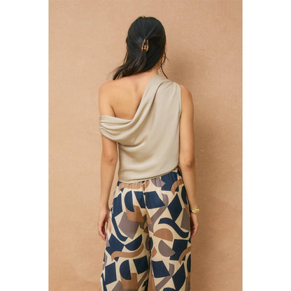 Satin Asymmetrical One Shoulder Top