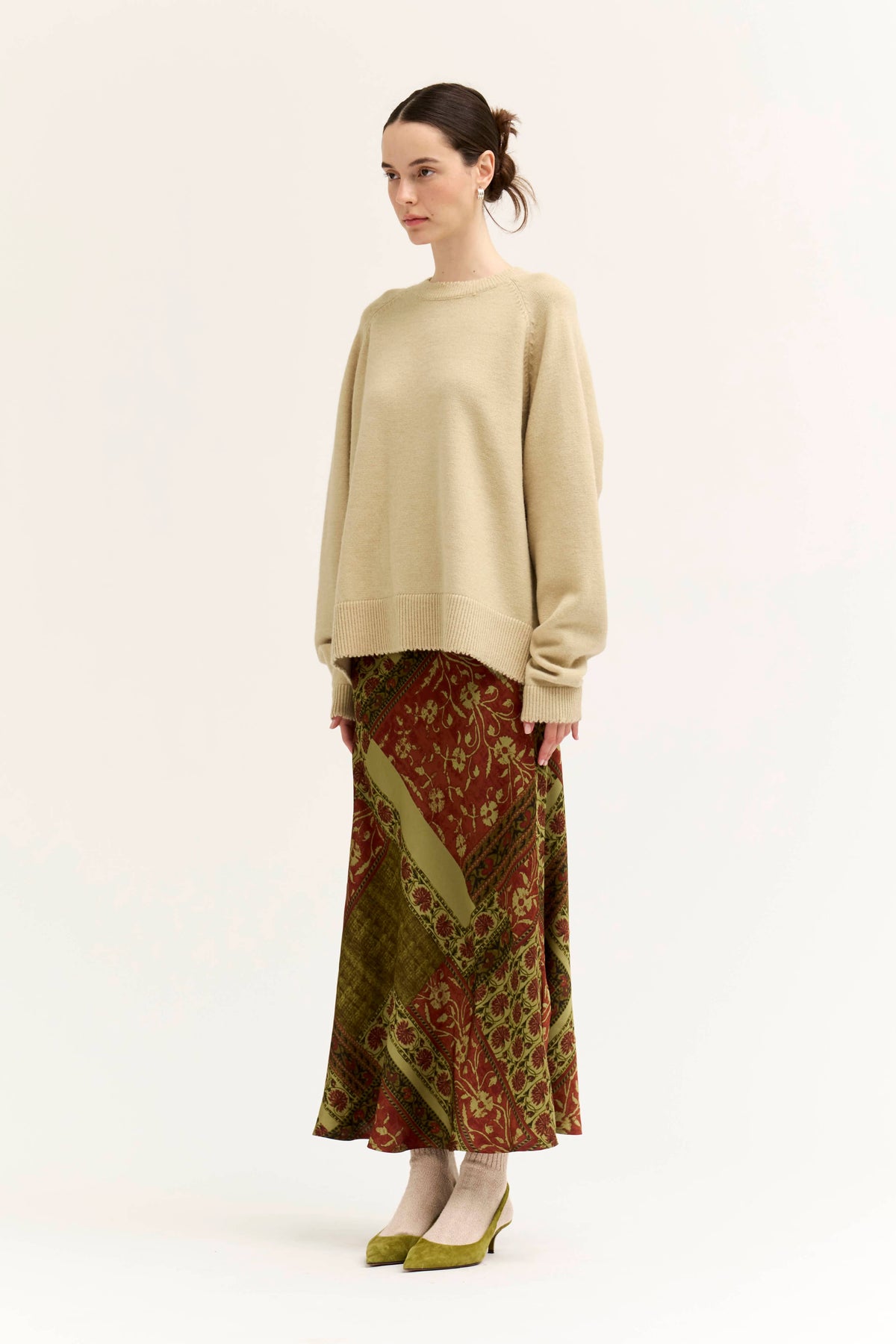 FALL PRINT SLIP SKIRT