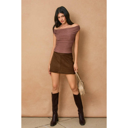 Metallic Off The Shoulder Ruched Top