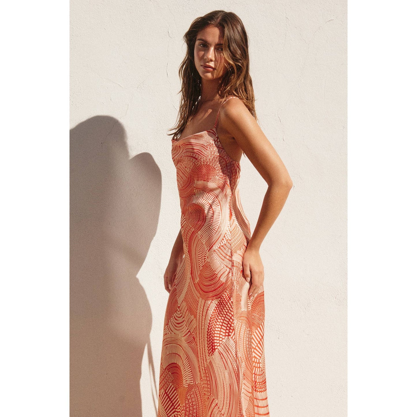 Paisley Cowl Criss Cross Midi Dress