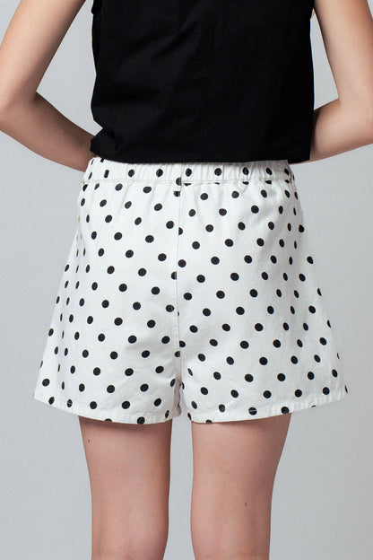 Polka Dot Print High-Waist Cotton Shorts