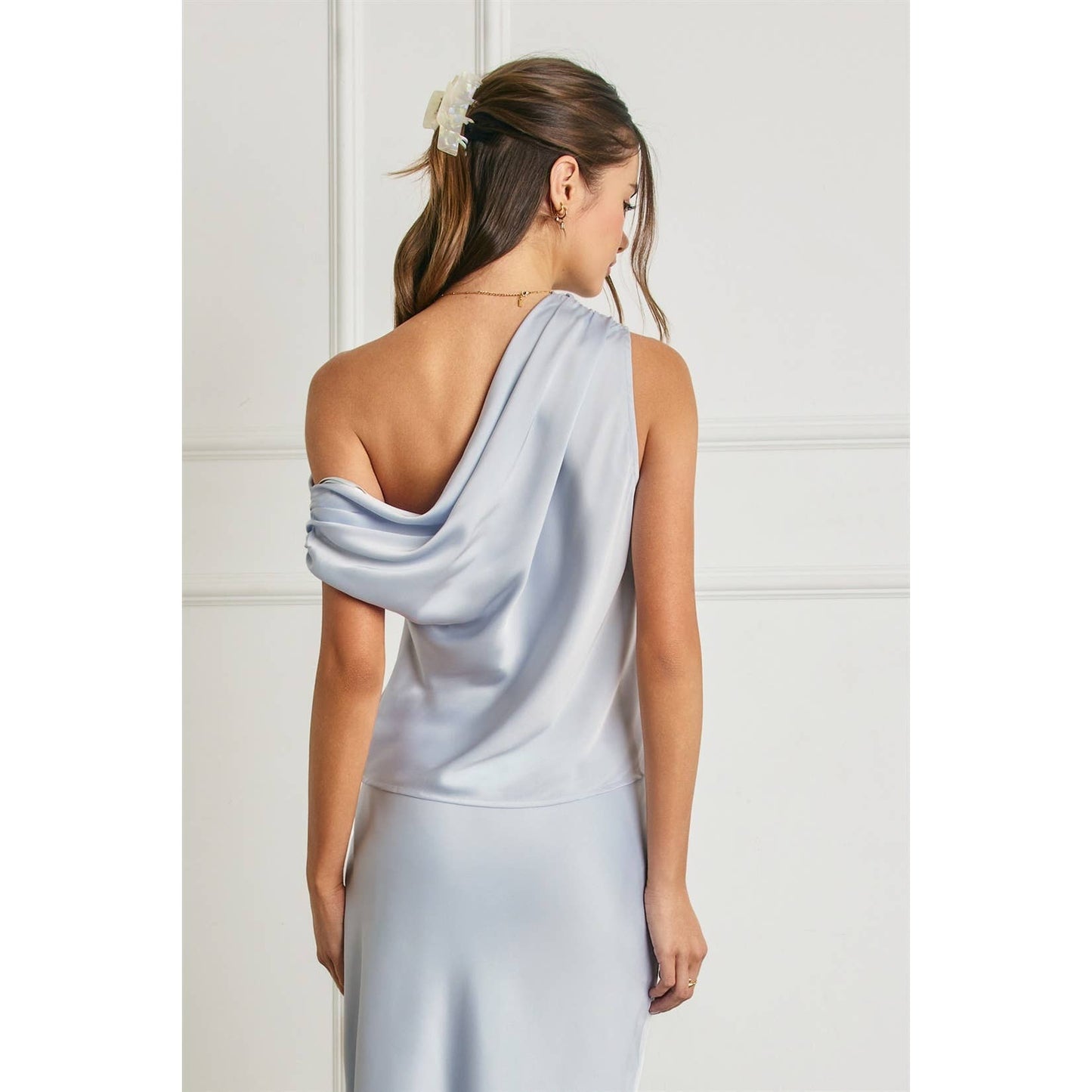 Satin Asymmetrical One Shoulder Top