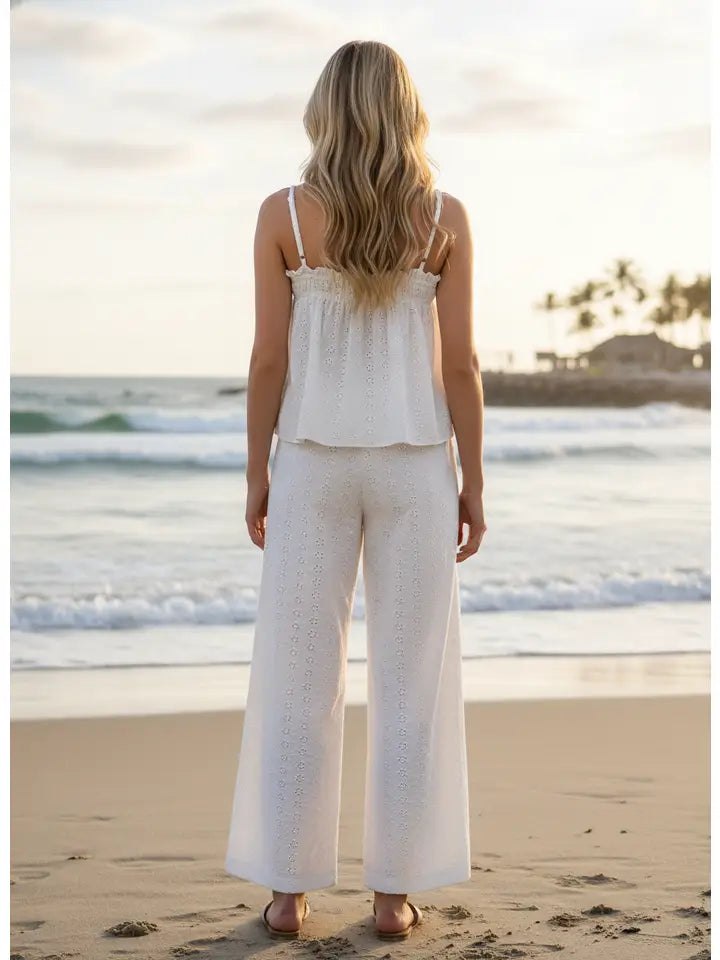 White Eyelet Top / Pant Set