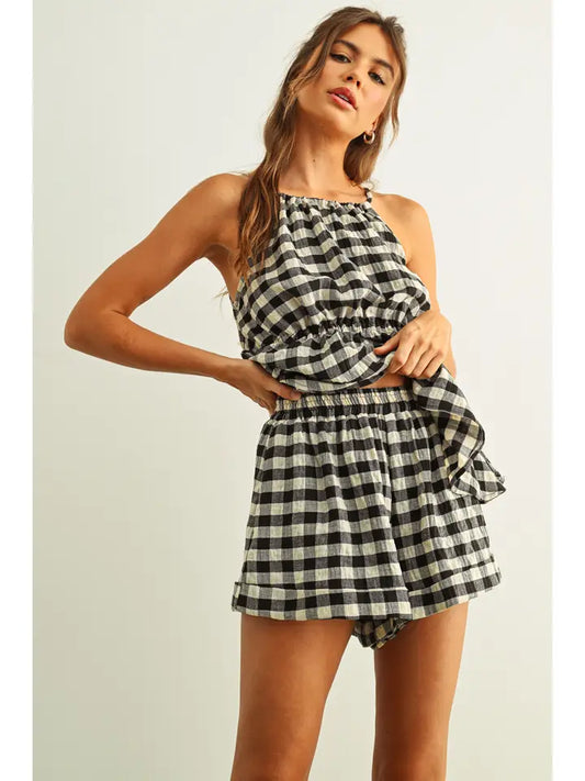 Gingham Black/White Shorts