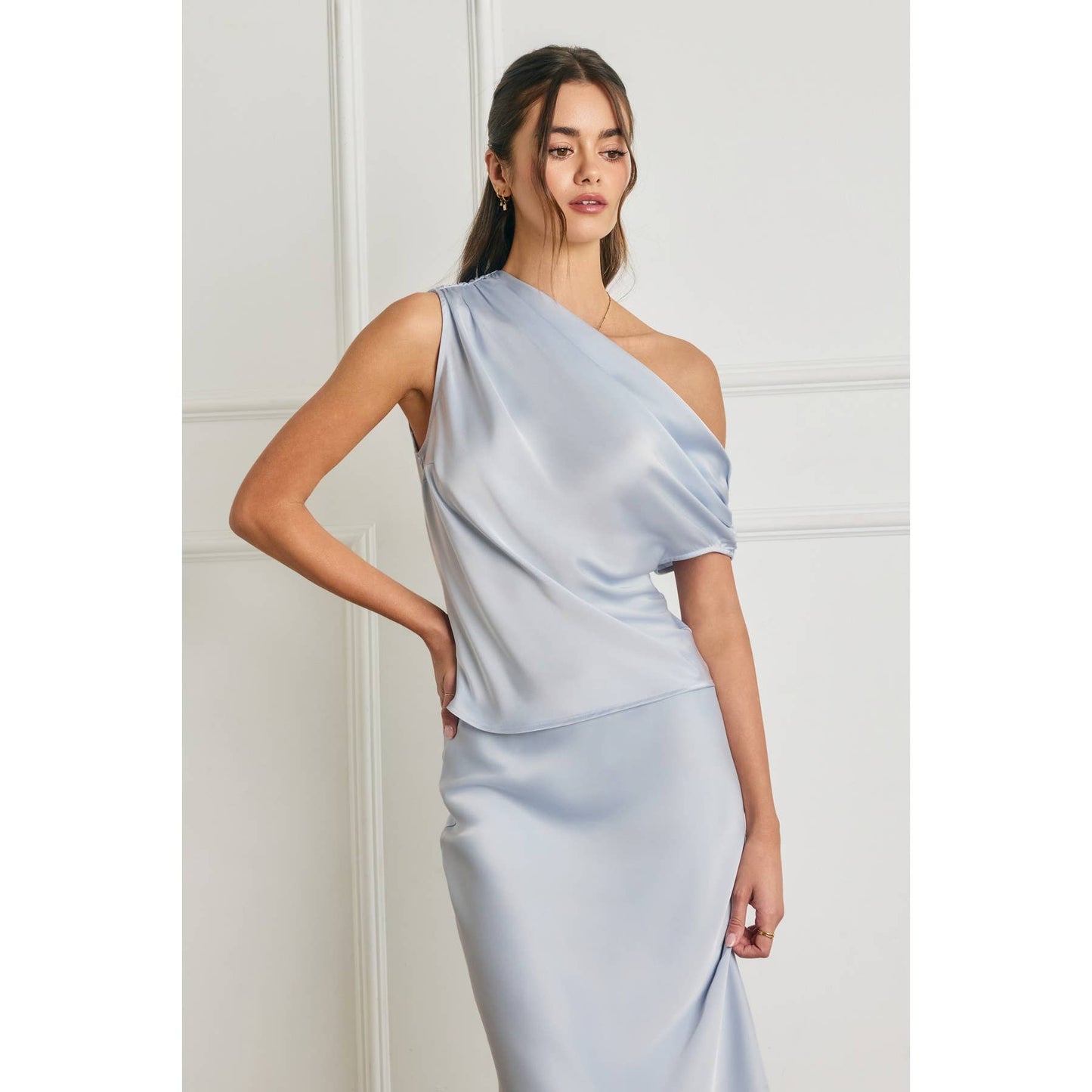 Satin Asymmetrical One Shoulder Top
