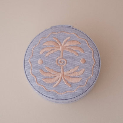 Travel Jewellery Case in Lilac Linen