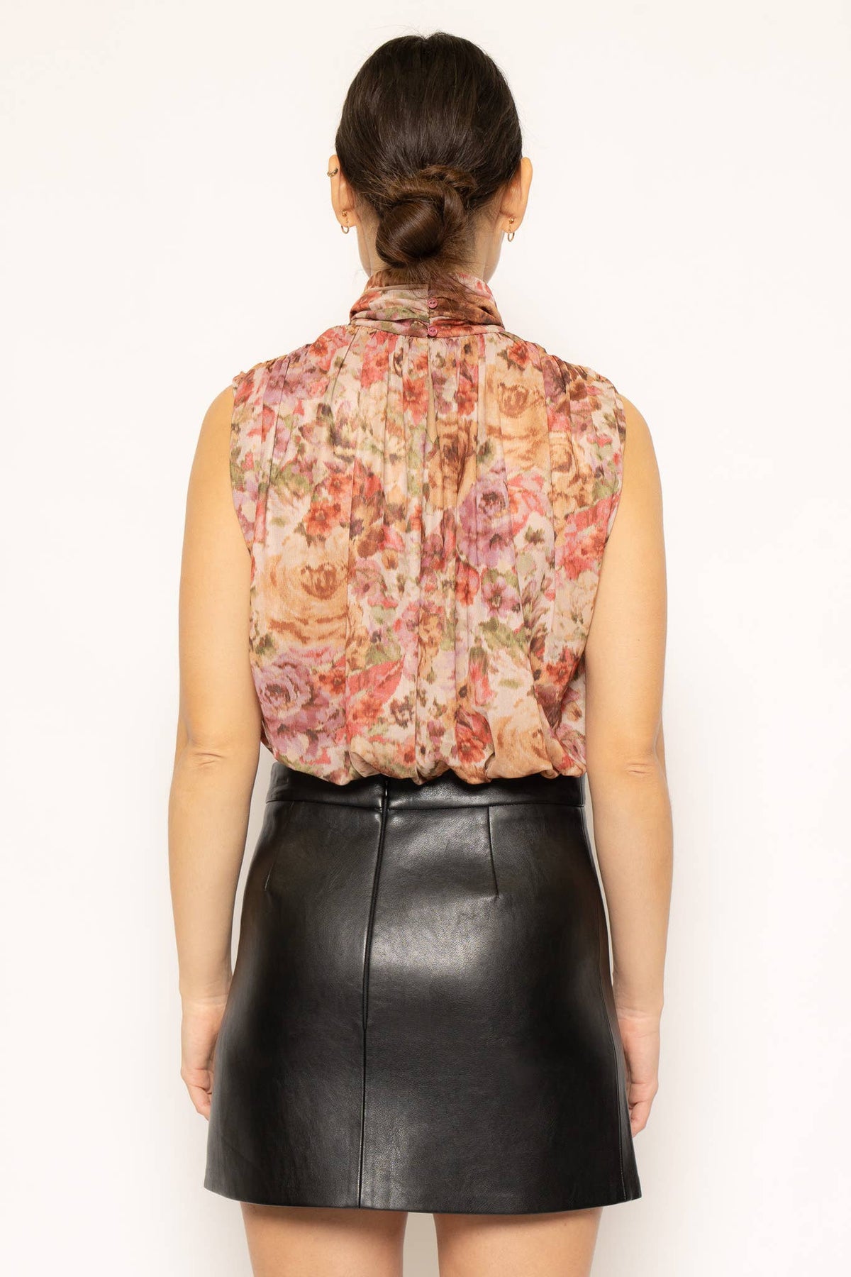 MOCK NECK RUCH SLEEVELESS BODYSUIT
