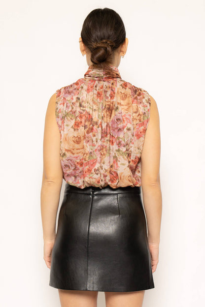 MOCK NECK RUCH SLEEVELESS BODYSUIT