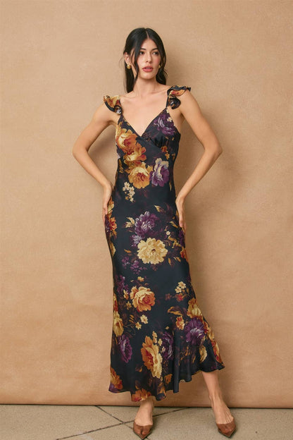 Hidden Haven Flutter Shoulder Maxi Dress