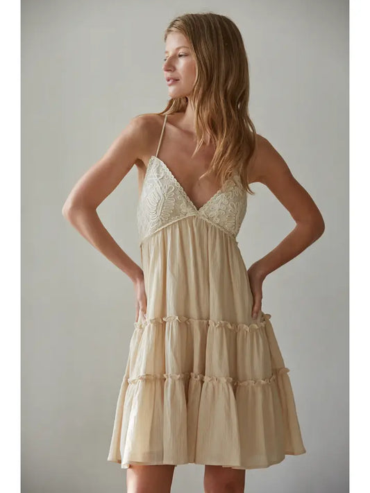 Baby Doll Crochet Dress in Natural