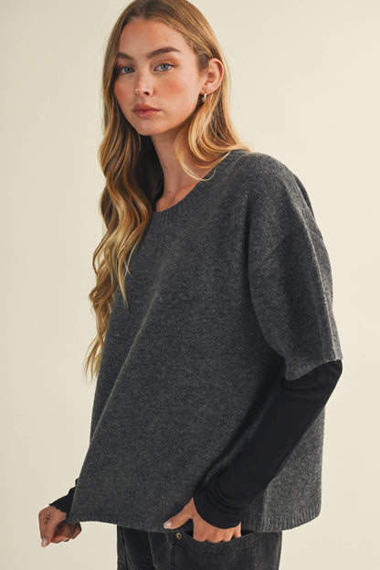 Center-Seam Boxy Drop-Shoulder Pullover