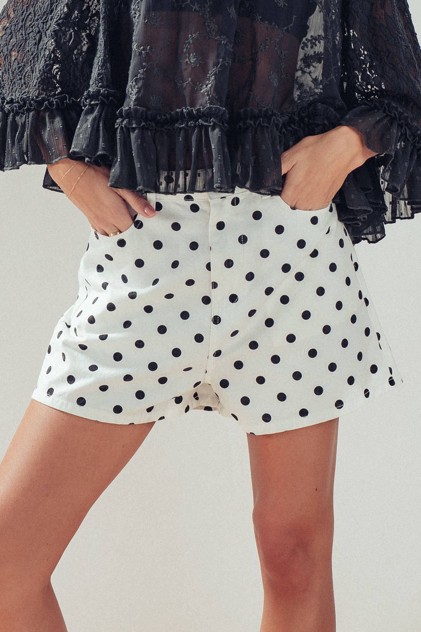 Polka Dot Print High-Waist Cotton Shorts