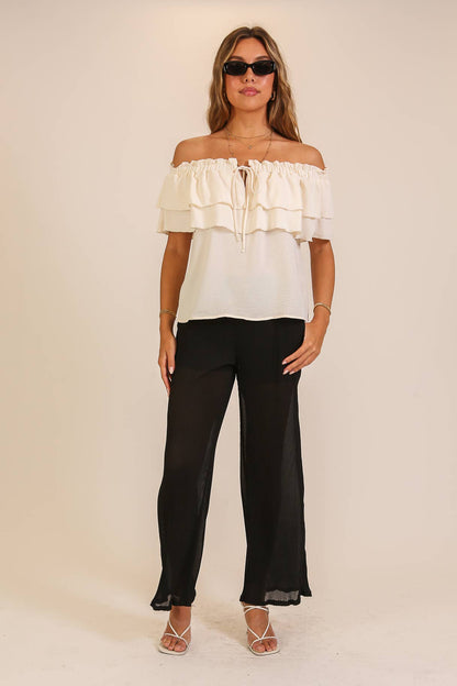 Off-Shoulder Tiered Ruffle Top