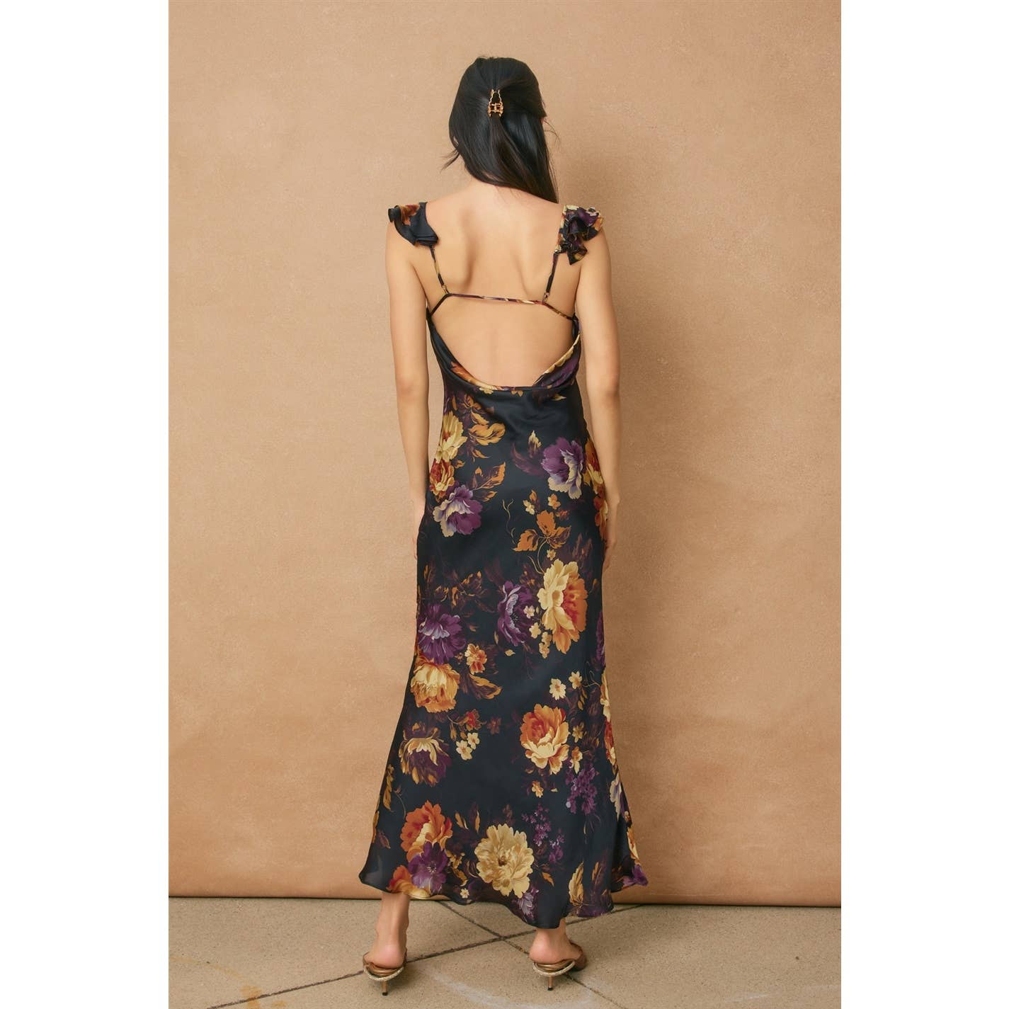 Hidden Haven Flutter Shoulder Maxi Dress