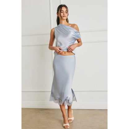 Satin Asymmetrical One Shoulder Top