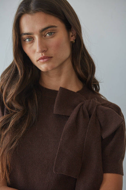 Knit Sweater Pullover With Shoulder Bow Detail