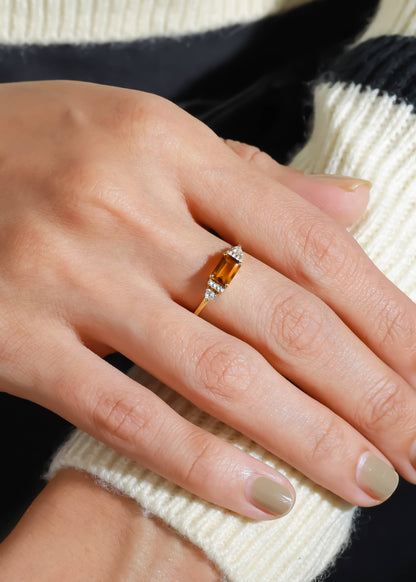 Gold Plated 925 Silver Madeira Citrine Sovereign Ring